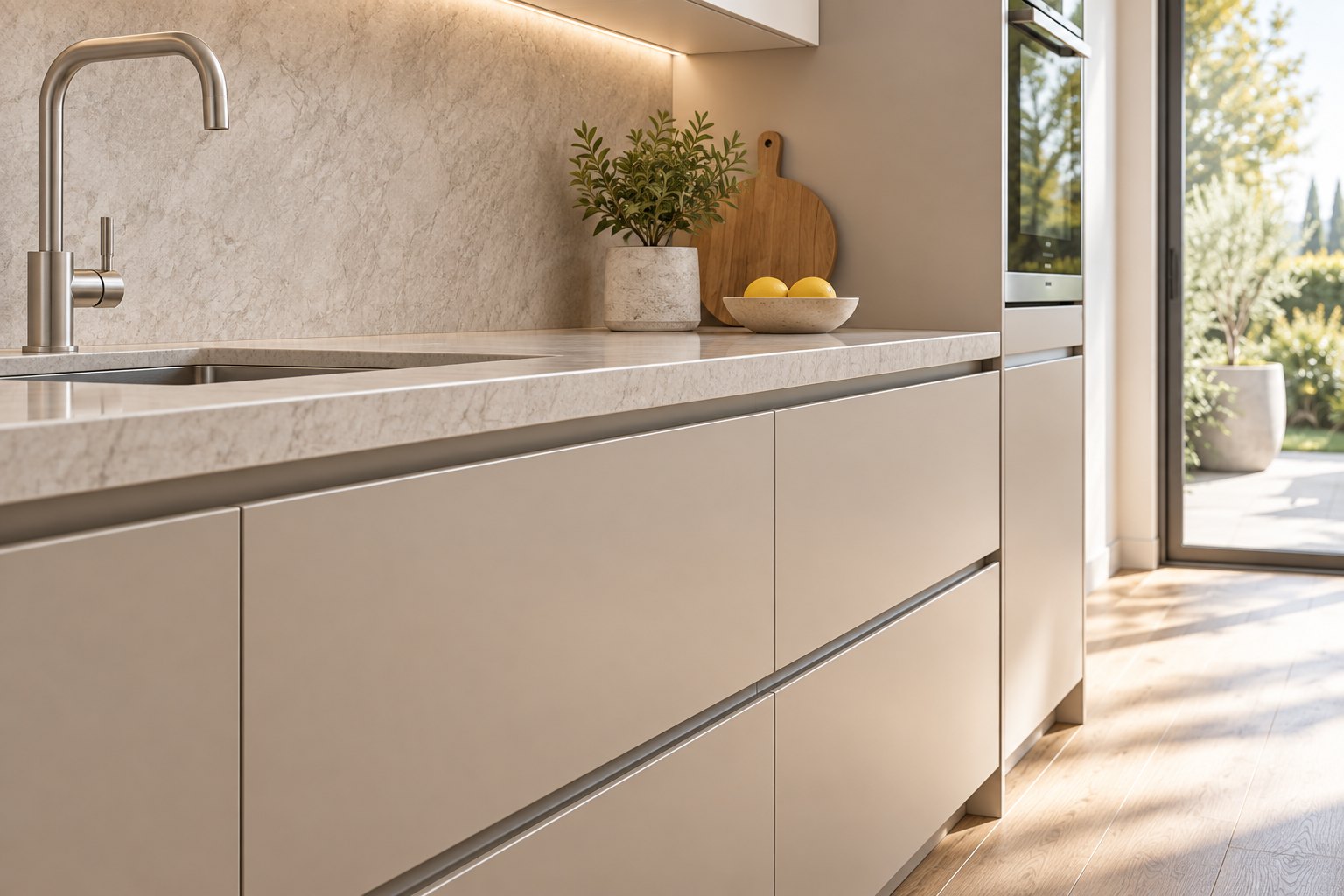 Tủ Bếp Galley – chi tiết bề mặt
