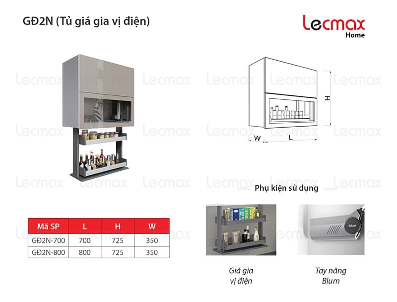 Tủ Giá Gia Vị Điện Lecmax Home GĐ2N